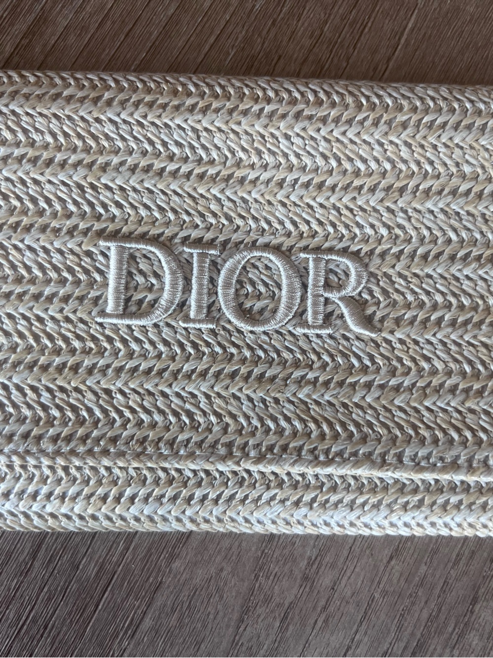 Dior Neutral Cream Woven Logo Clutch